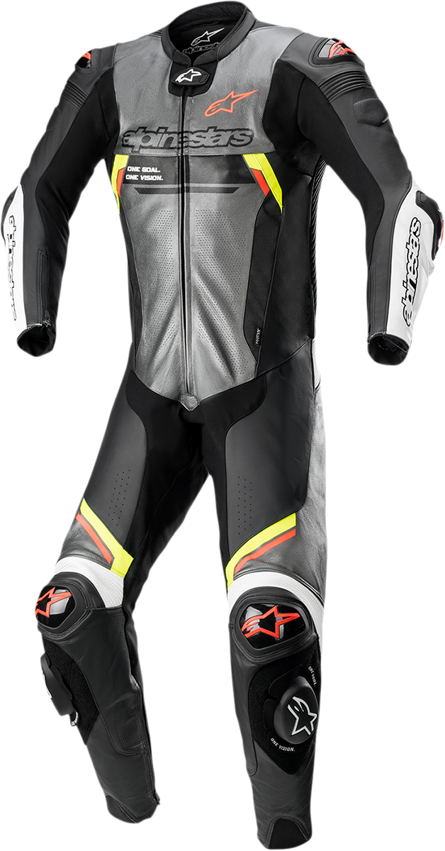 Alpinestars - Missile Ignition v2 1-Piece Leather Suit - Metallic Gray/Black/Yellow/Red Fluo