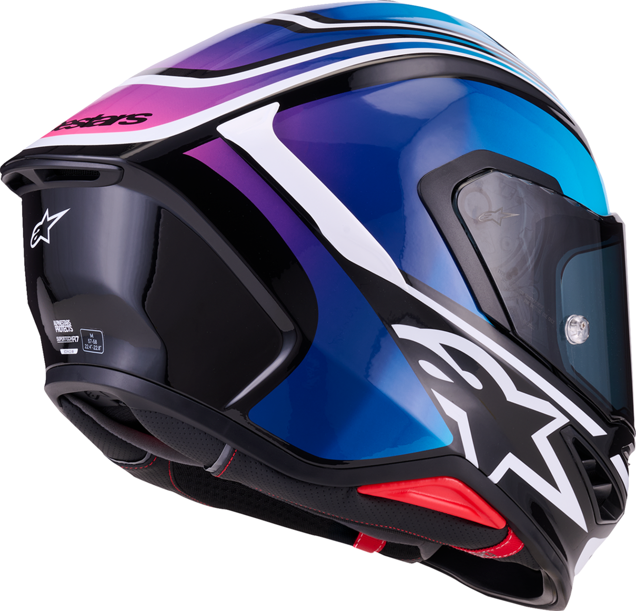 Alpinestars - Supertech R7 Helmet - Zeal - 22.06 - Gloss Black/Blue/Pink Fluo/White