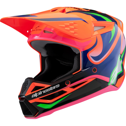 Alpinestars - Youth SM3 Helmet - Deegan - Gloss Orange Fluo/Purple/Pink Fluo