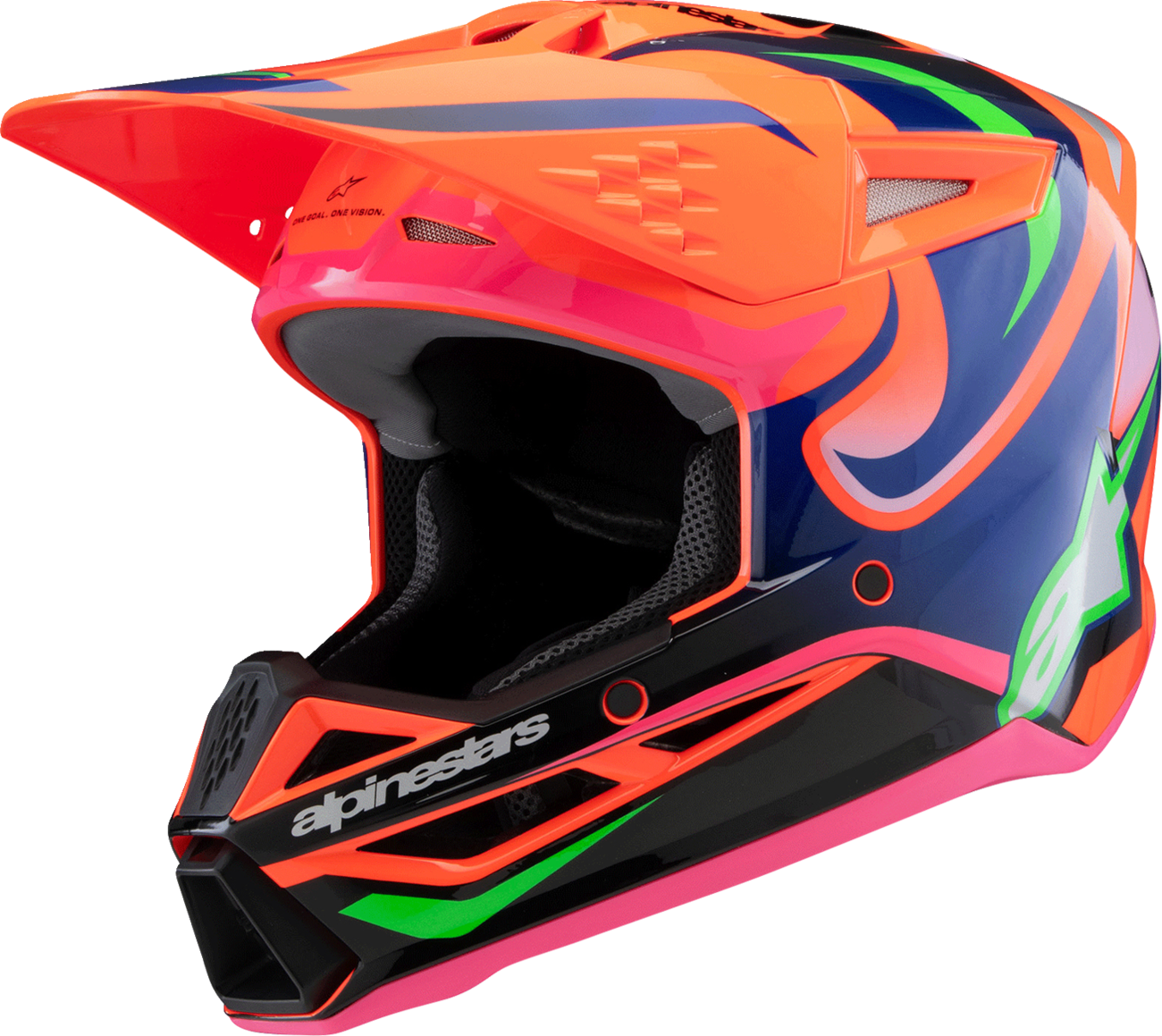 Alpinestars - Youth SM3 Helmet - Deegan - Gloss Orange Fluo/Purple/Pink Fluo