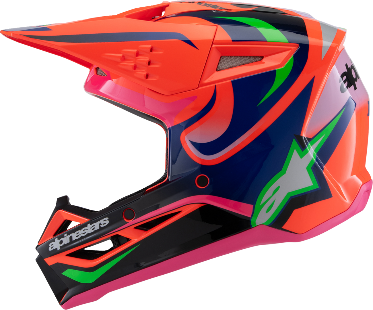 Alpinestars - Youth SM3 Helmet - Deegan - Gloss Orange Fluo/Purple/Pink Fluo