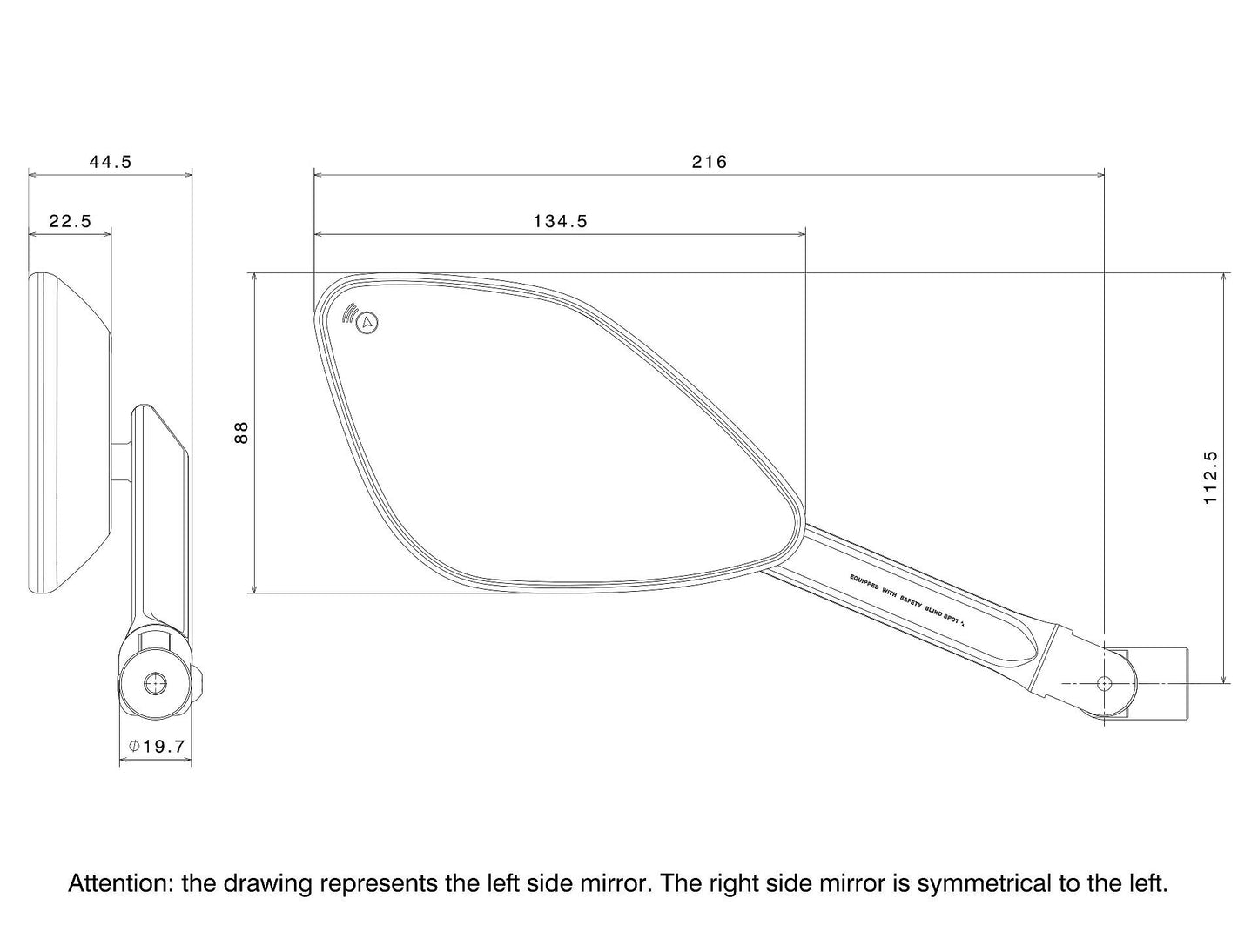 BS326 - RIZOMA - BLIND SPOT Side Mount Mirror - PAIR