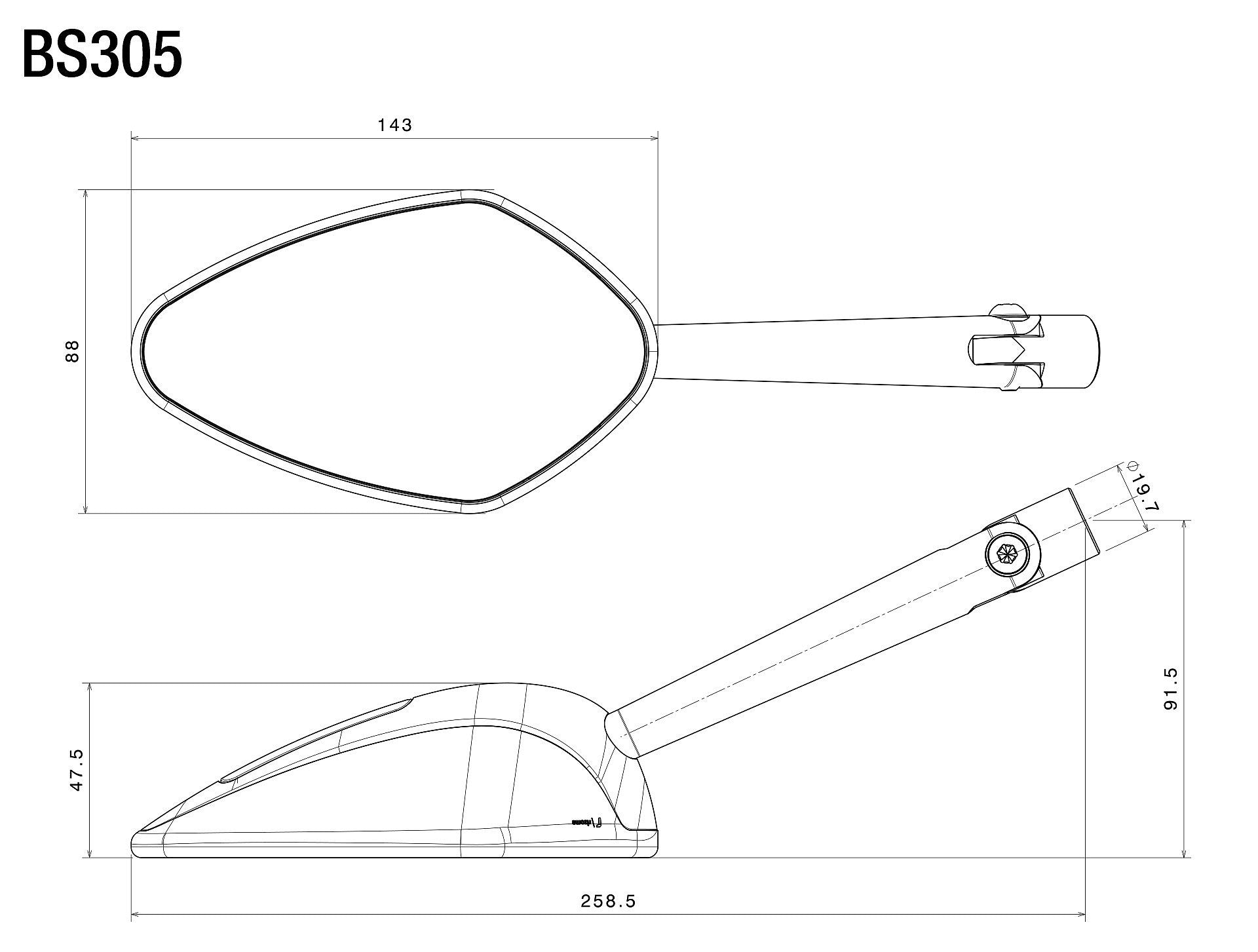 BS305 - RIZOMA - Veloce L Sport Mirror – Ducati Omaha