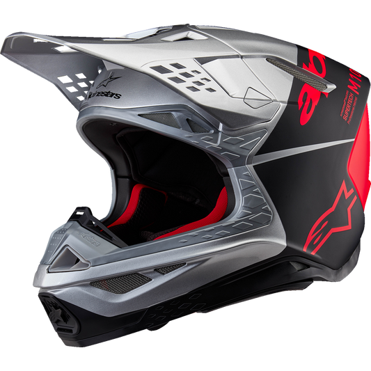 Alpinestars - Supertech M10 Helmet - Flood - MIPS® - Gloss Silver/Black/Orange Fluo