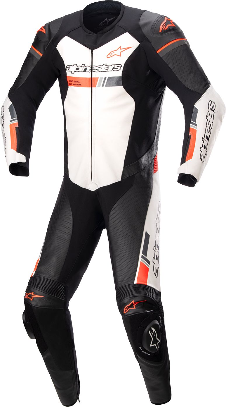 Alpinestars - GP Force Chaser 1-Piece Leather Suit - Black/White/Red Fluo
