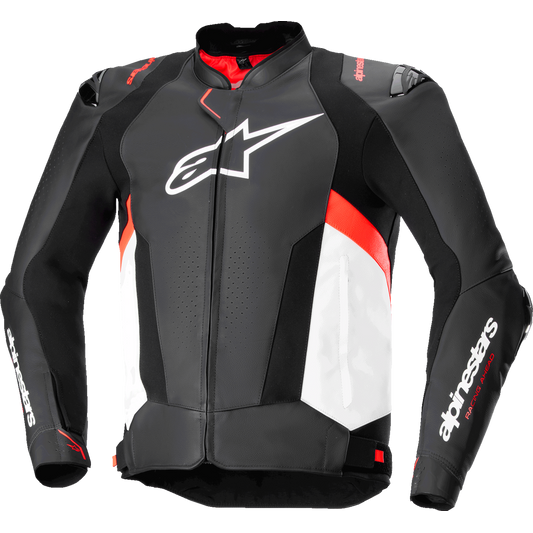 Alpinestars - Missile v3 Leather Jacket - Black/White/Red Fluo