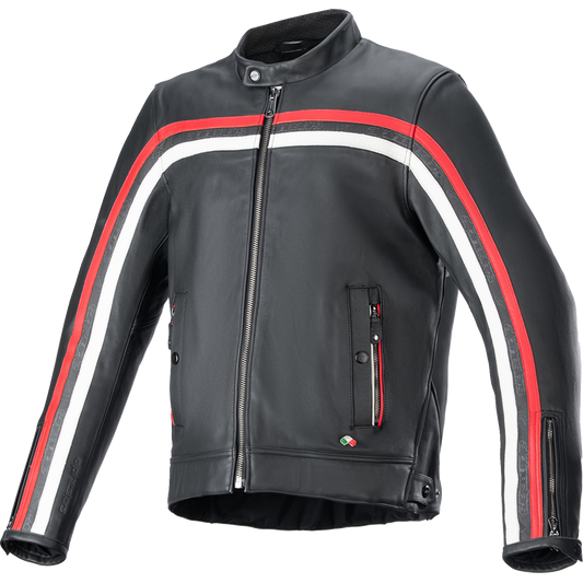 Alpinestars - Dyno Leather Jacket - Black/Ruby Red/Ecru