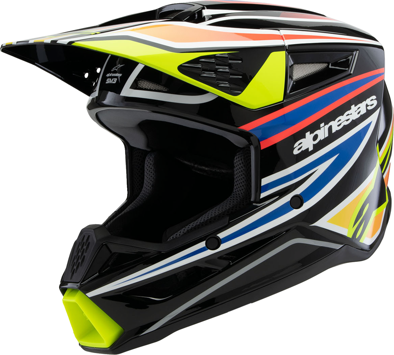 Alpinestars - Youth SM3 Helmet - Wurx - Gloss Black/Yellow Fluo/Blue/Red
