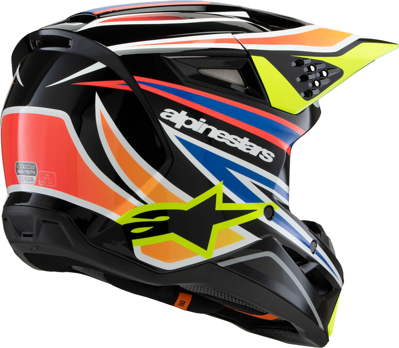 Alpinestars - Youth SM3 Helmet - Wurx - Gloss Black/Yellow Fluo/Blue/Red