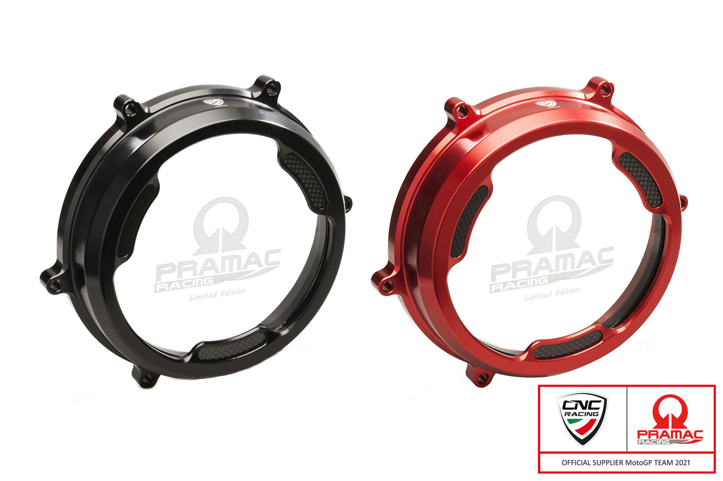CA201 - CNC Racing PRAMAC RACING Clear Wet Clutch Cover With Carbon Inlay for the Ducati Panigale 1299/1199/959  Superleggera (and 899 too with modification)