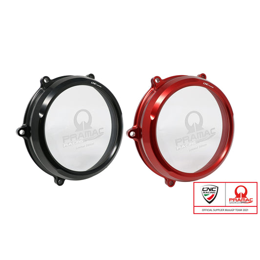 CA200 - CNC Racing PRAMAC RACING LIMITED EDITION Clear Wet Clutch Cover for the Ducati Panigale 1299/1199/959  Superleggera (and 899 too with modification)