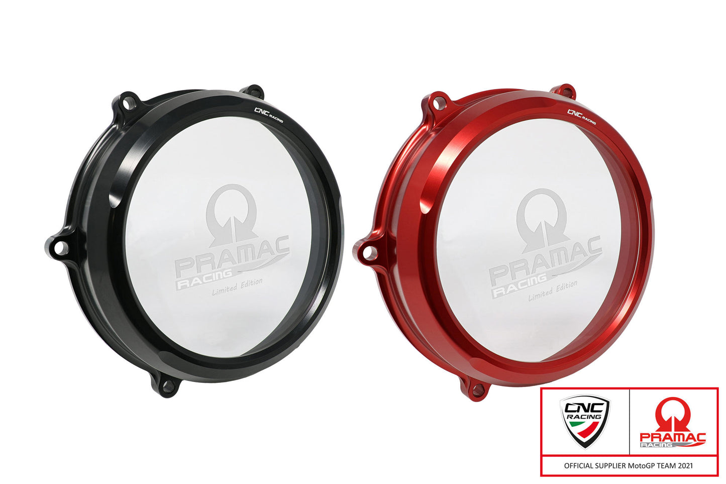 CA200 - CNC Racing PRAMAC RACING LIMITED EDITION Clear Wet Clutch Cover for the Ducati Panigale 1299/1199/959  Superleggera (and 899 too with modification)