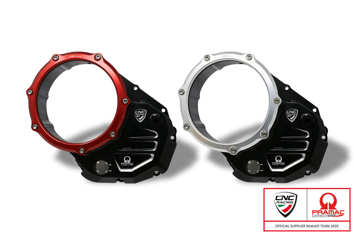 CA501BSPR - CNC Racing PRAMAC RACING LIMITED EDITION Clear Wet Clutch Cover for most Wet Clutch Ducati