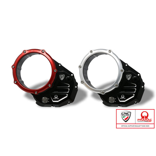 CA504BSPR - CNC Racing PRAMAC RACING LIMITED EDITION Clear Wet Clutch Cover for the Ducati Monster 937 and Multistrada V2