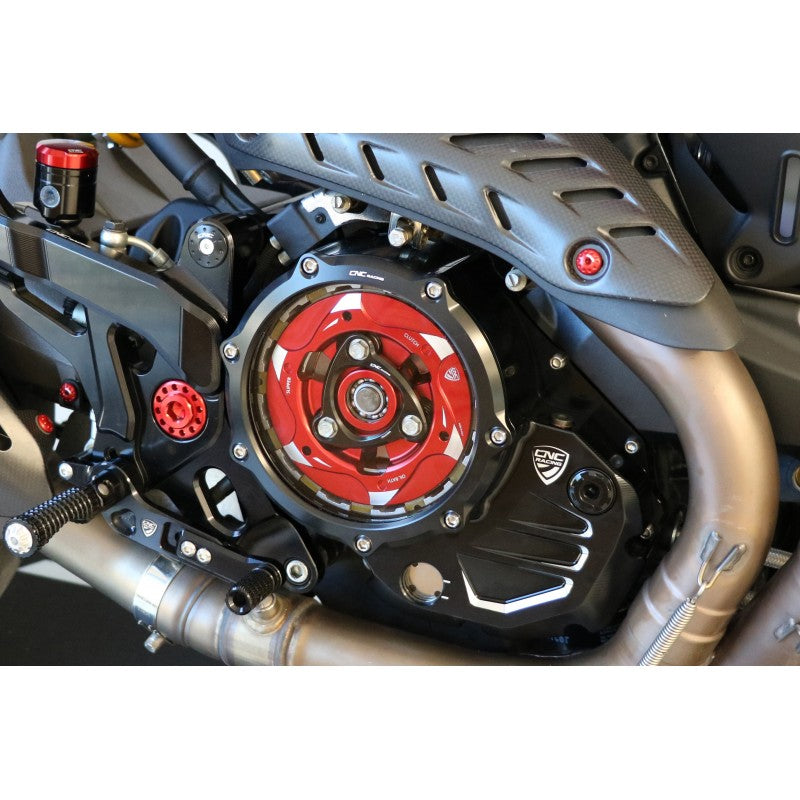 CA503 - CNC Racing Clear Wet Clutch Cover for the Ducati Hypermotard 821 (2015) / 939 / 950, Multistrada 950, Supersport /S, Monster 821, Scrambler 1100