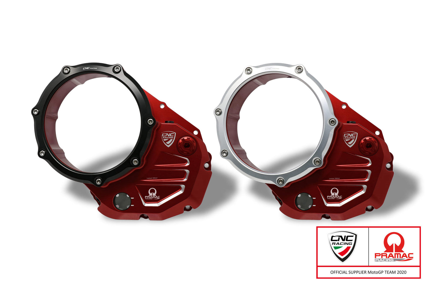 CA501BSPR - CNC Racing PRAMAC RACING LIMITED EDITION Clear Wet Clutch Cover for most Wet Clutch Ducati