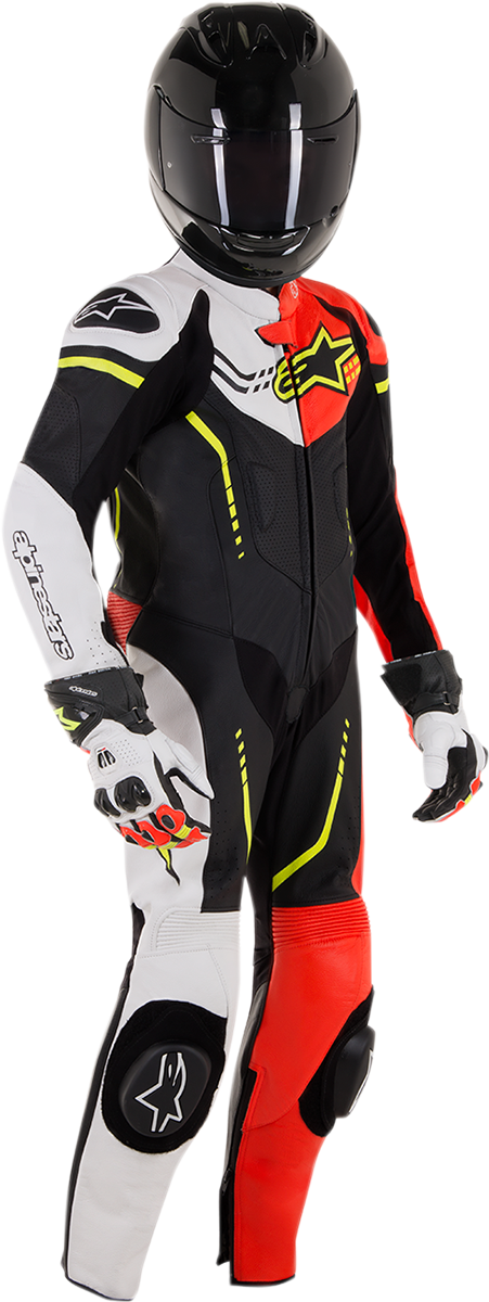 Alpinestars - Youth GP Plus 1-Piece Leather Suit - Black/White/Red Fluorescent/Yellow Fluorescent