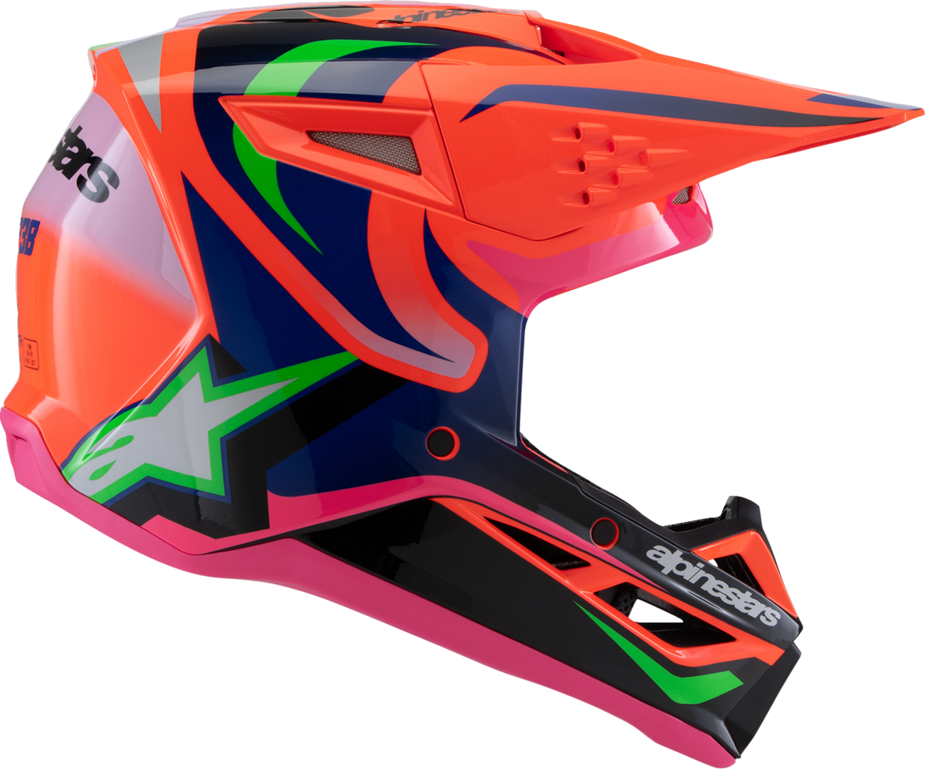 Alpinestars - Youth SM3 Helmet - Deegan - Gloss Orange Fluo/Purple/Pink Fluo