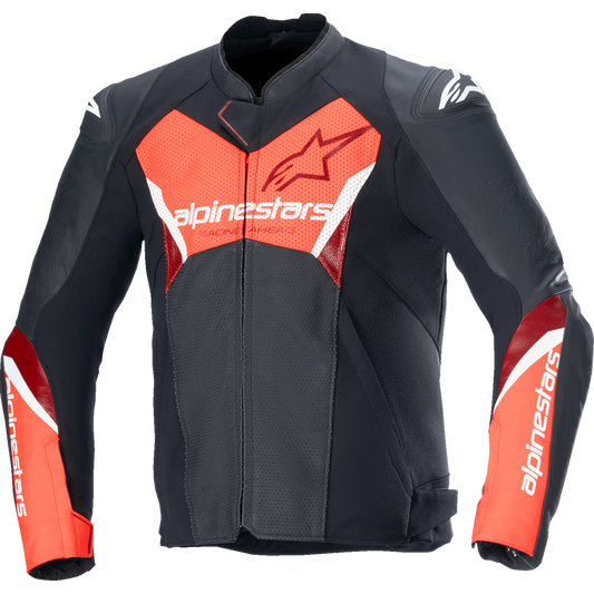 Alpinestars - Faster v3 Airflow Leather Jacket - Black/Red Fluo