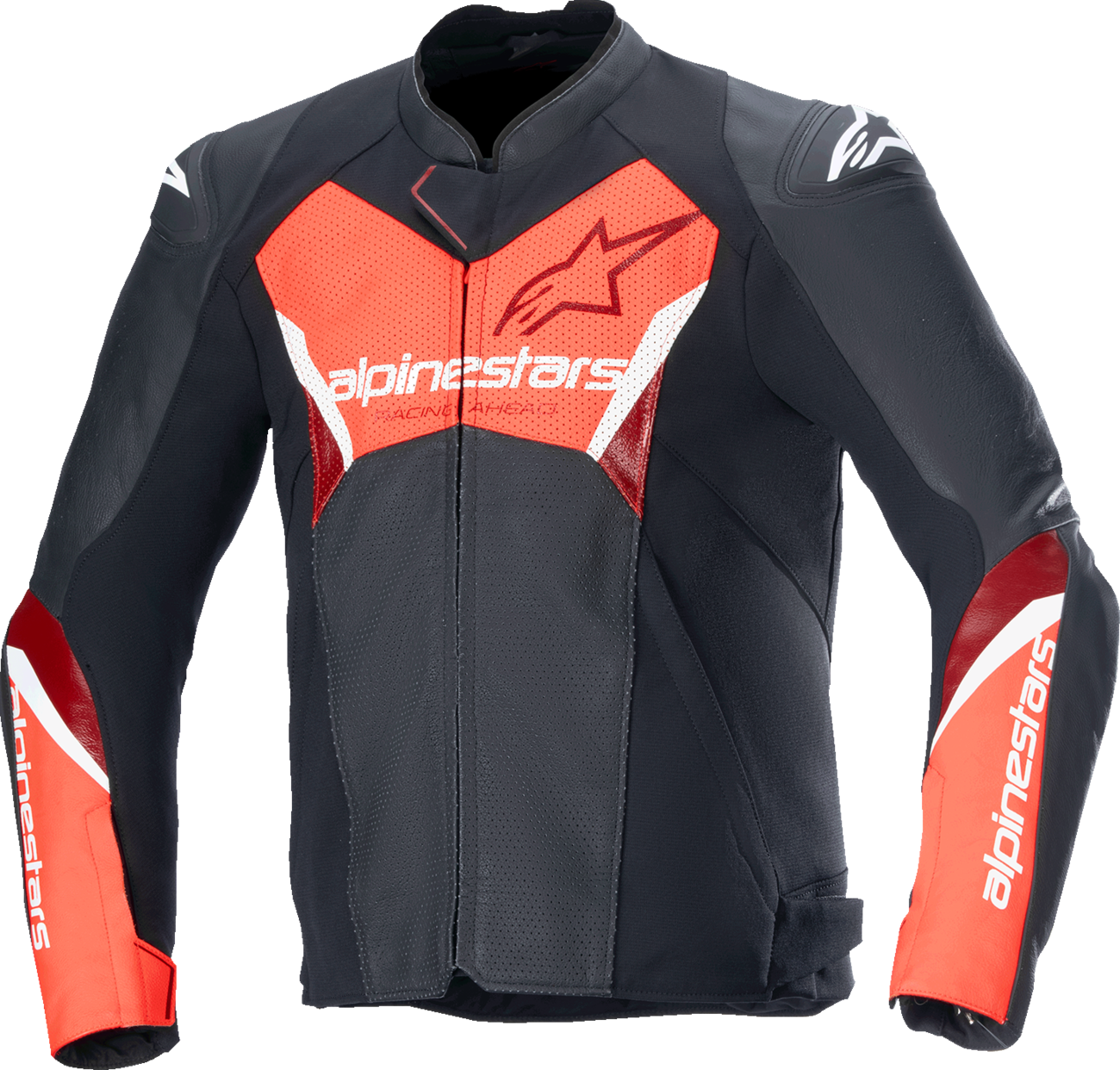 Alpinestars - Faster v3 Airflow Leather Jacket - Black/Red Fluo