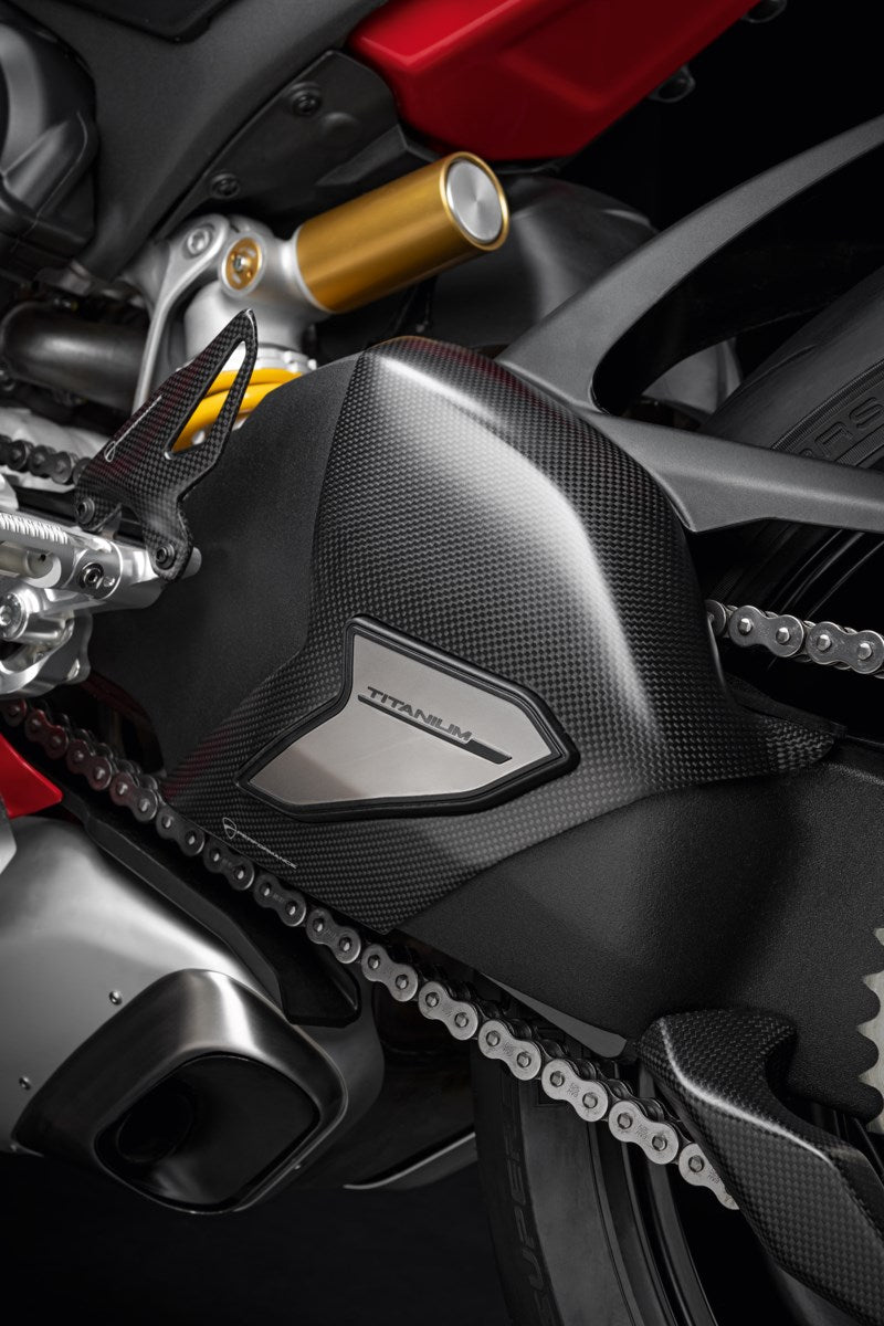 96989991C - Carbon and titanium swing arm cover for Panigale V4