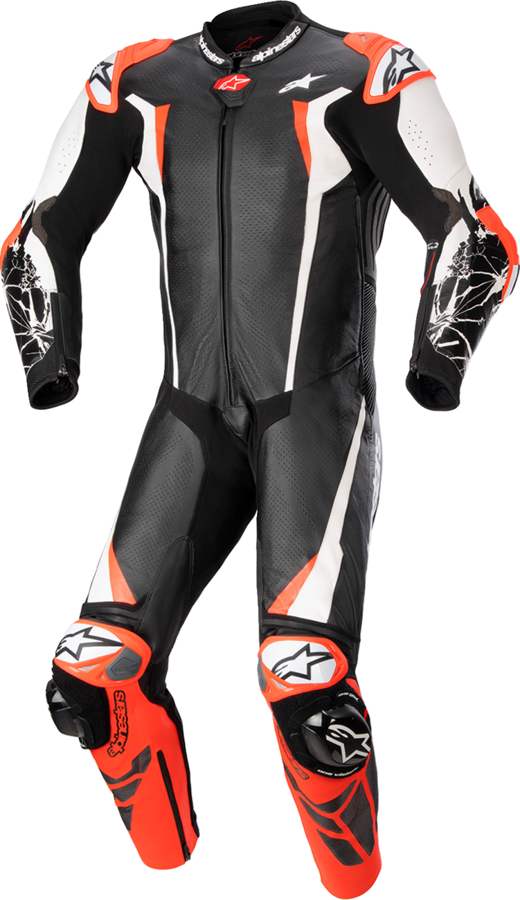 Alpinestars - Racing Absolute v2 1-Piece Leather Suit - Black/White/Red Fluo