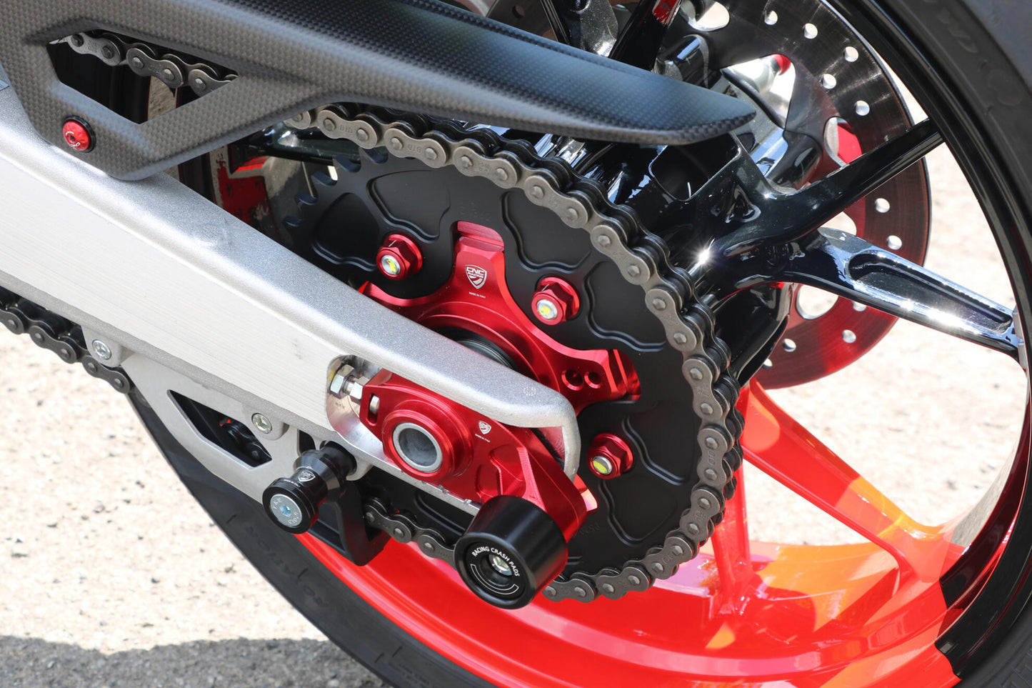 TD016 - CNC Racing Billet Chain Adjuster Blocks With Sliders for the Ducati Monster 937 and Hypermotard 698 Mono