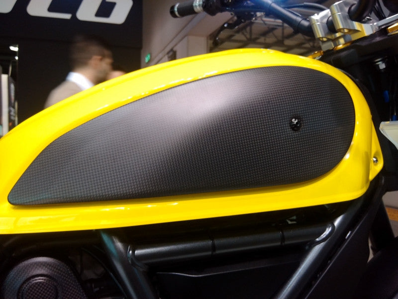 ZA974Y - CNC Racing Carbon Fiber Fuel Tank Side Covers for Ducati Scrambler