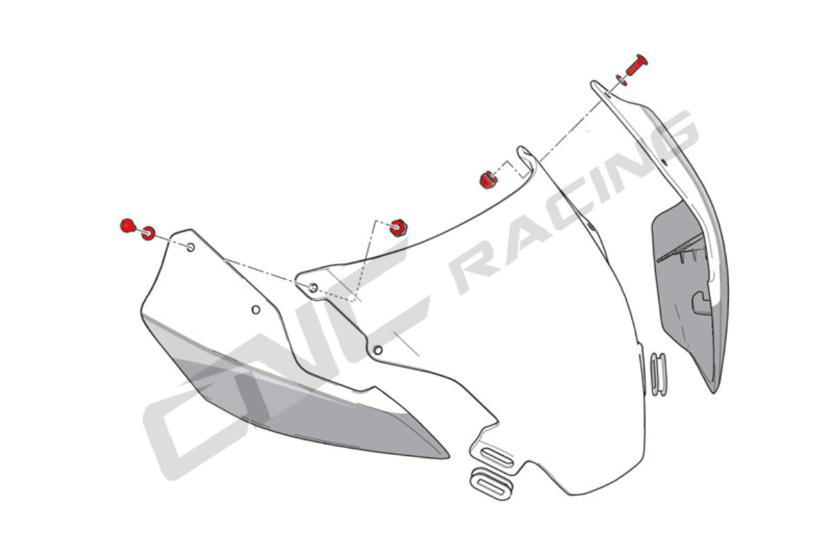 CLOSEOUT - CNC Racing - Windscreen Bolt Kit 1199/899 Panigale/Monster 1200R - BLACK