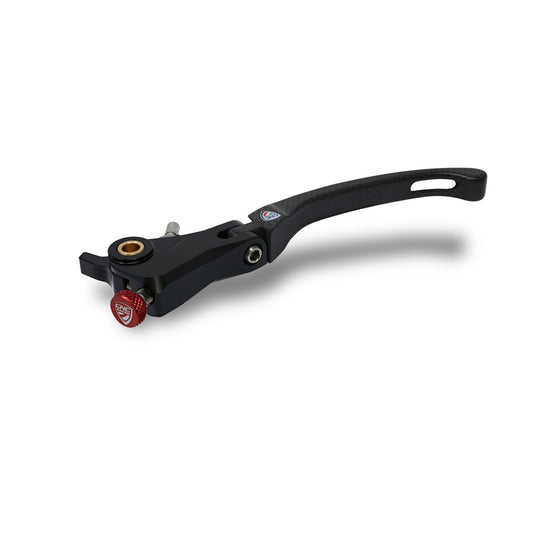 LCR12 - CNC Racing Carbon Fiber / Billet RACE Folding Adjustable Clutch Lever for Aprilia, Ducati, and MV Agusta F4 RR/RC - 190mm
