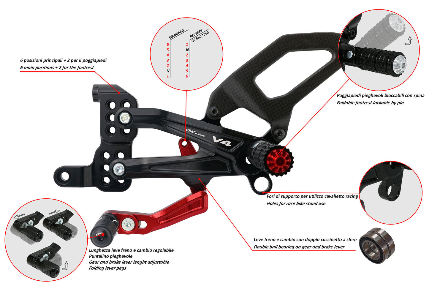 PE408 - CNC Adjustable Rear Sets Panigale V4