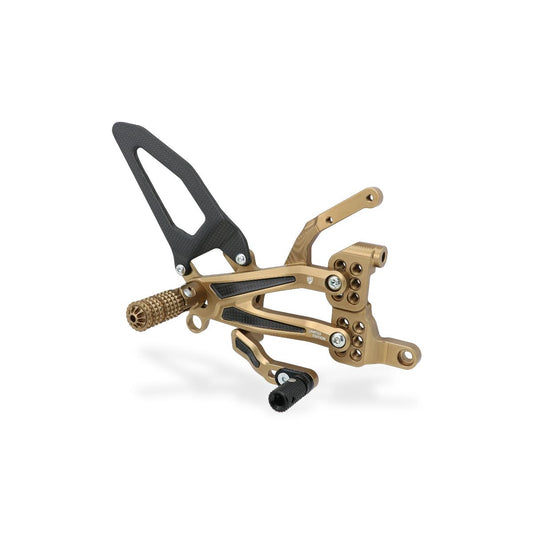 PE413 - CNC Racing BRONZE and CARBON LIMITED EDITION RPS Adjustable Rearset for the Ducati Streetfighter V4 / S / SP - with Carbon Heel guard