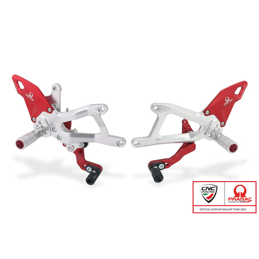 PE414PR - CNC Racing PRAMAC RACING LIMITED EDITION Adjustable Rearset for the Ducati Panigale V4 / S (2025+)