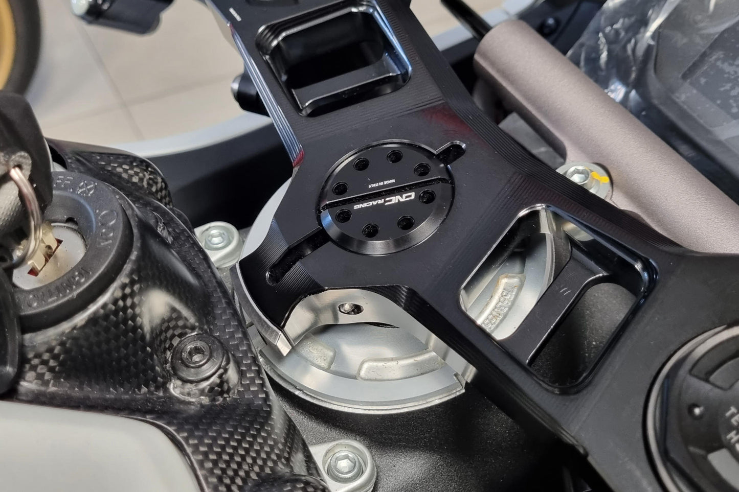 PSK02S - CNC Racing Steering Lock Extension for Upper Triple Clamp Kit PST16B for Ducati Panigale V2 (2020+)