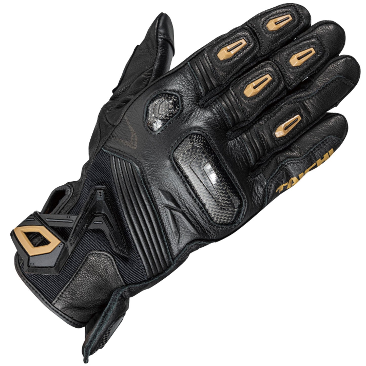 RS Taichi - RAPTOR LEATHER  GLOVE BLACK/GOLD RST441