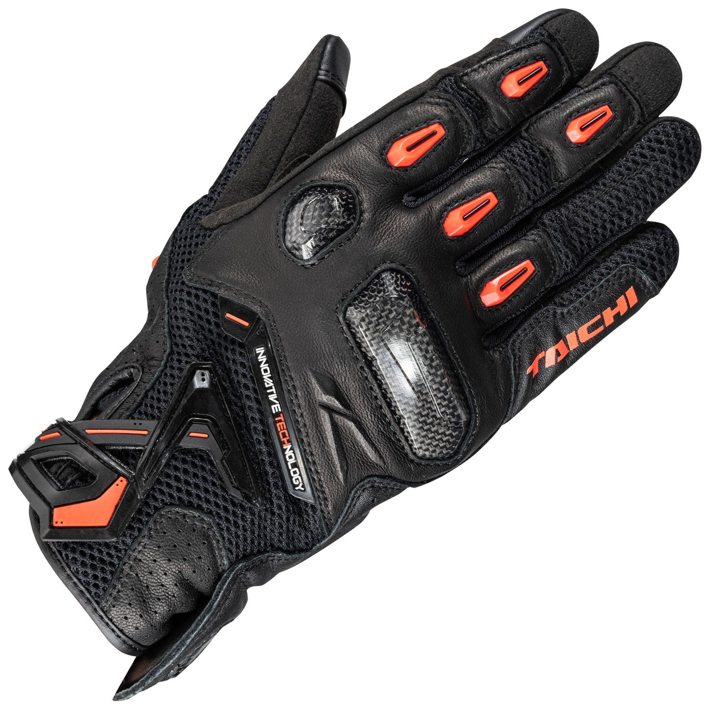 RS Taichi - RAPTOR MESH GLOVES BLACK/NEON RED RST442
