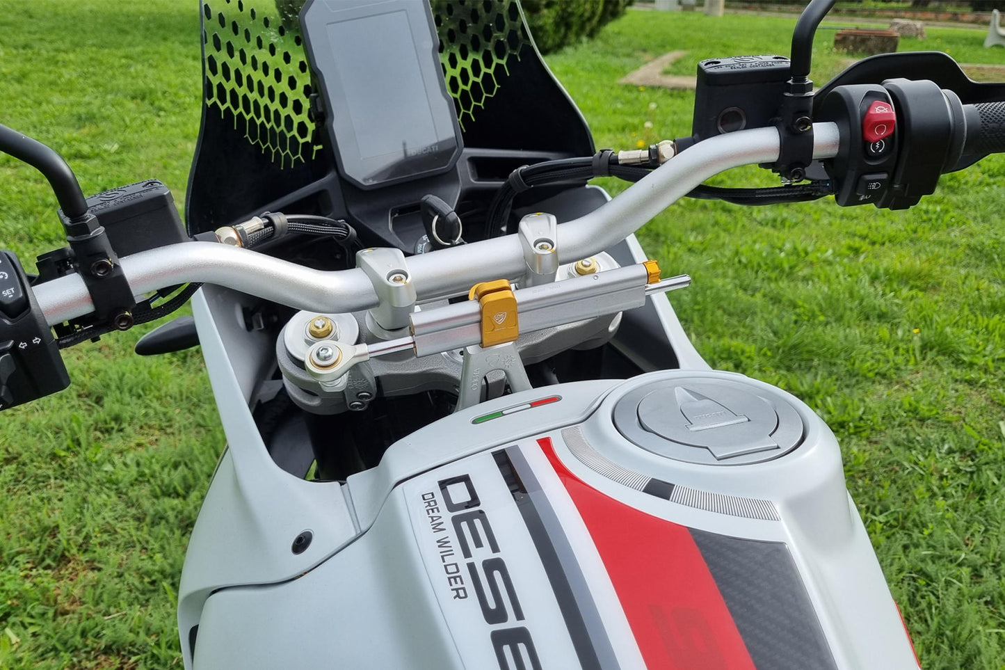 SD112S - CNC Racing Ohlins Steering Damper Mount Kit for the Ducati DesertX