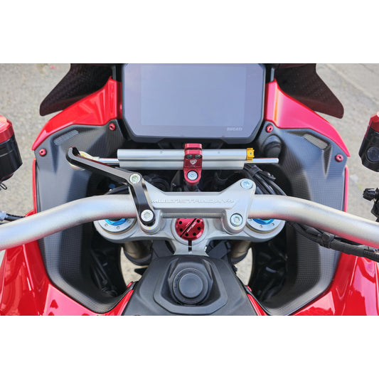 SD117 - CNC Racing Steering Damper Mount kit for Ducati Multistrada V4 / S with OE Handlebar Clamp / Riser