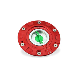 TS405R - CNC Racing TRICOLORE 'GEAR' Aluminum Gas Cap for Ducati Multistrada V4 / 1200 / 1260 / 950, Diavel 1260, and Hypermotard 950