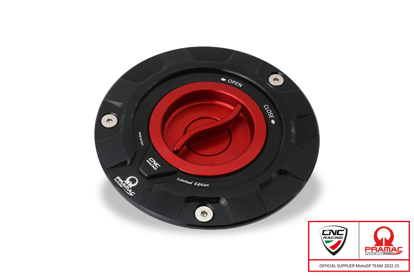 TS423 - CNC Racing PRAMAC RACING LIMITED EDITION Quick Release Gas Cap for newer Ducati's  MV's and Aprilia's