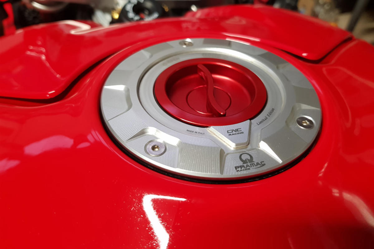 TS423 - CNC Racing PRAMAC RACING LIMITED EDITION Quick Release Gas Cap for newer Ducati's  MV's and Aprilia's