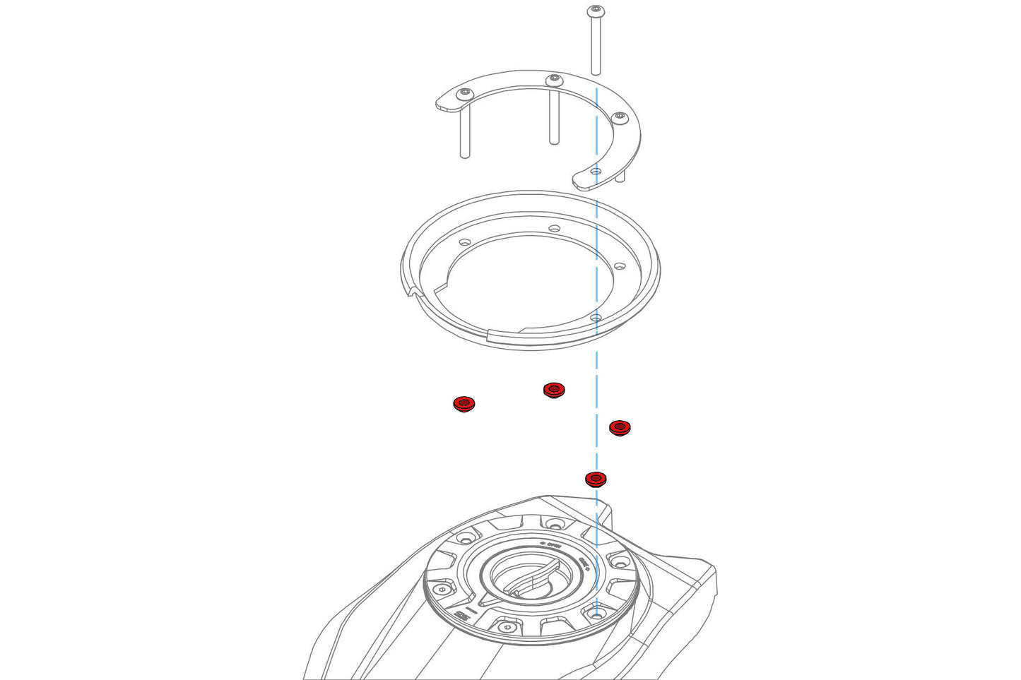 TSA01B - CNC Racing Spacer Kit for Tank Bag Mounts CNC's Gas Cap Flanges for Ducati Multistrada V4 / 1200 / 1260 / 950, Diavel 1260, and Hypermotard 950