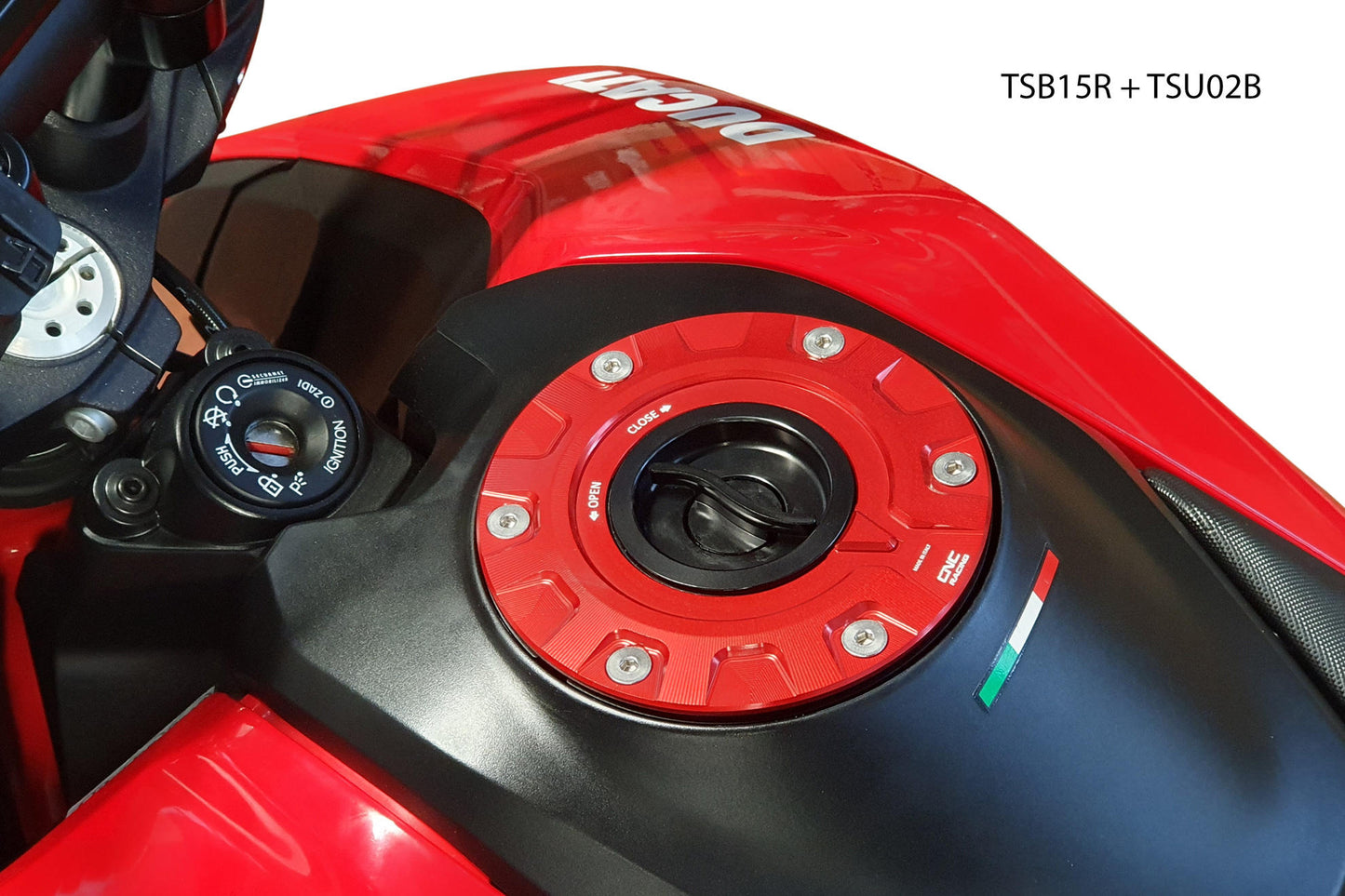 TSB15 - CNC Racing - 'GEAR' Aluminum Gas Cap Flange for Ducati Multistrada - Diavel 1260 - Hypermotard 950