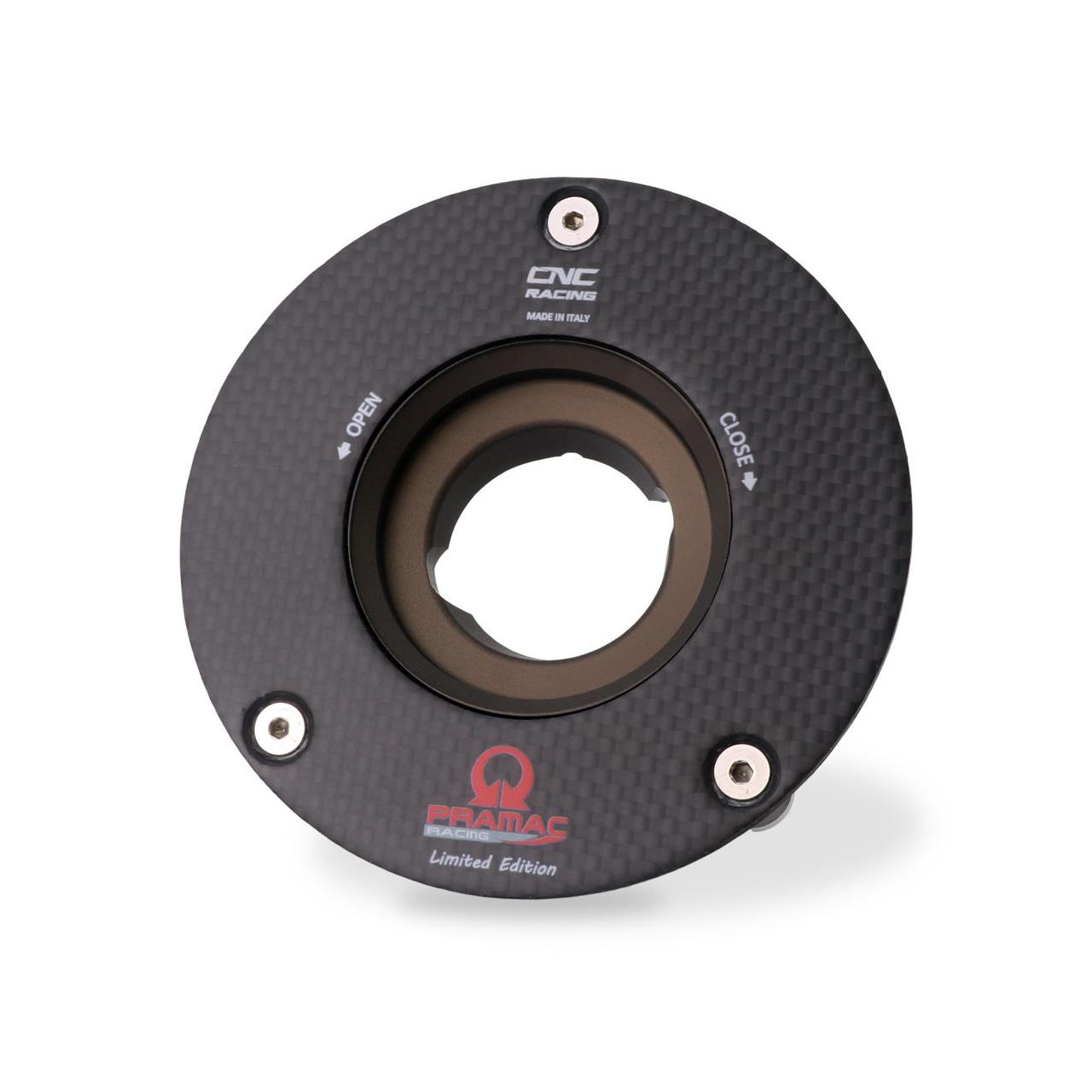 TSB21YPR - CNC Racing PRAMAC RACING LIMITED EDITION Carbon Fiber Gas Cap Flange for newer Ducati's, MV's, and Aprilia's