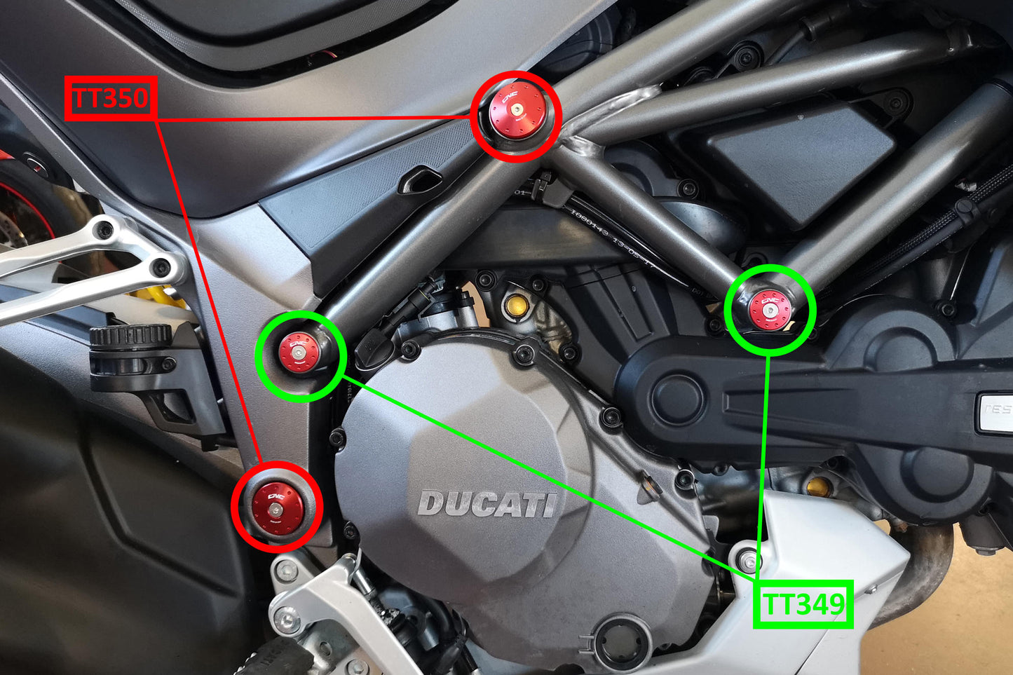 TT349 - CNC Racing - Frame Plug Kit - Multistrada 1200/1260 - SMALL HOLES