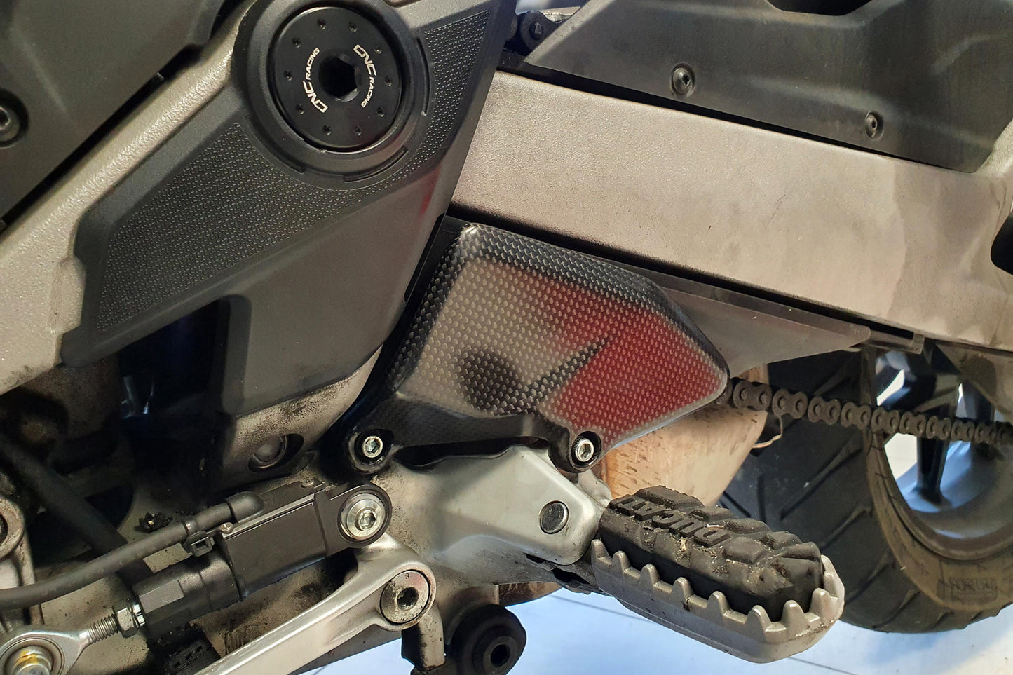 ZA992 - CNC Racing Carbon Fiber Heel Guards for Ducati Multistrada V4 / S / Sport, and 22-23 Pikes Peak