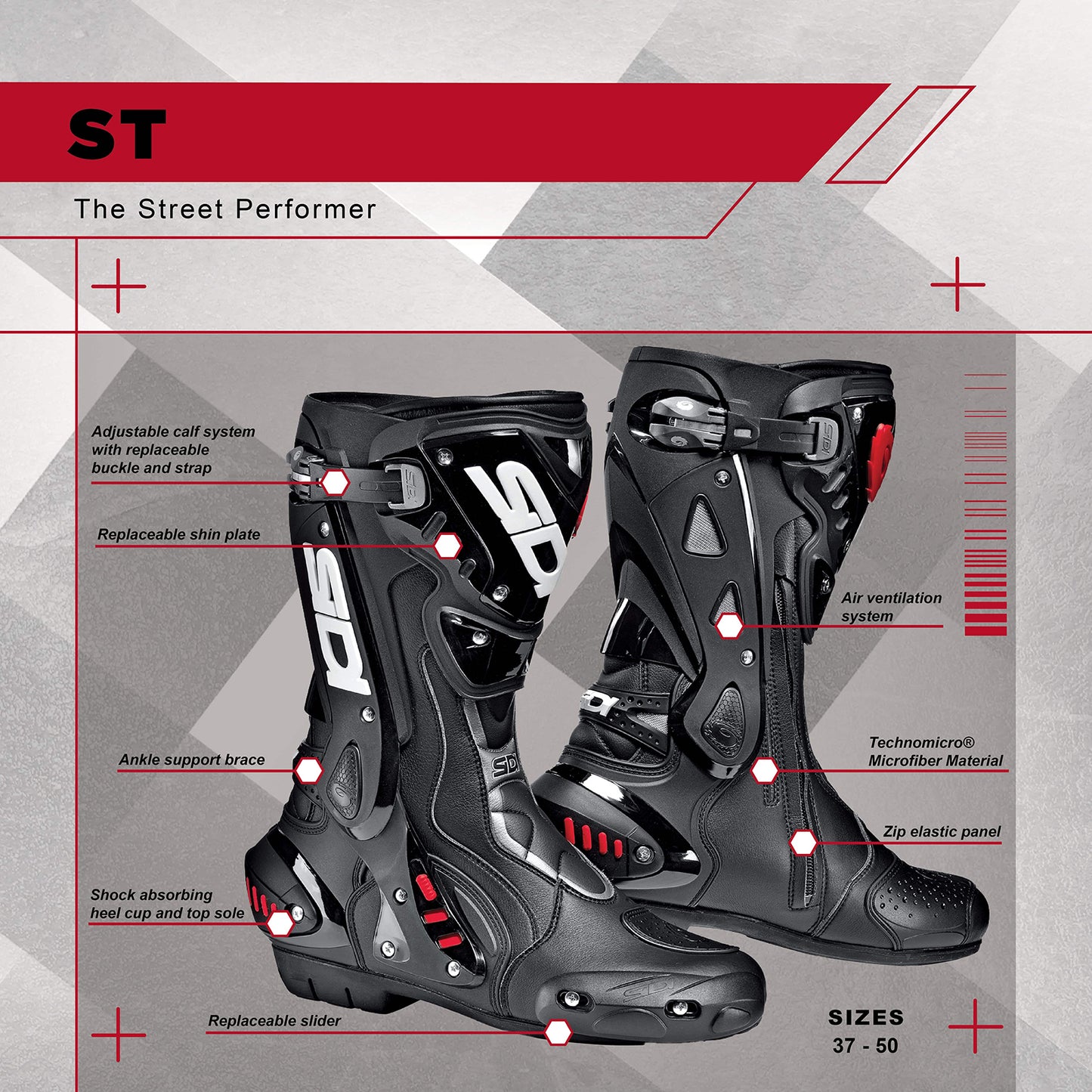 Sidi - ST Boot - BLACK/RED
