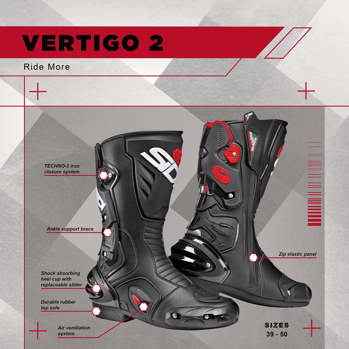 Sidi - Vertigo 2 Boot - BLACK/RED