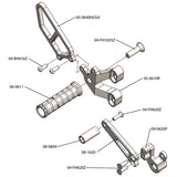 05-0610 Ducati  748 1994-02, 916 1993-99, 996 1999-01, 998 2002-03 Rearset w/Shift Pedal and Heel Guard
