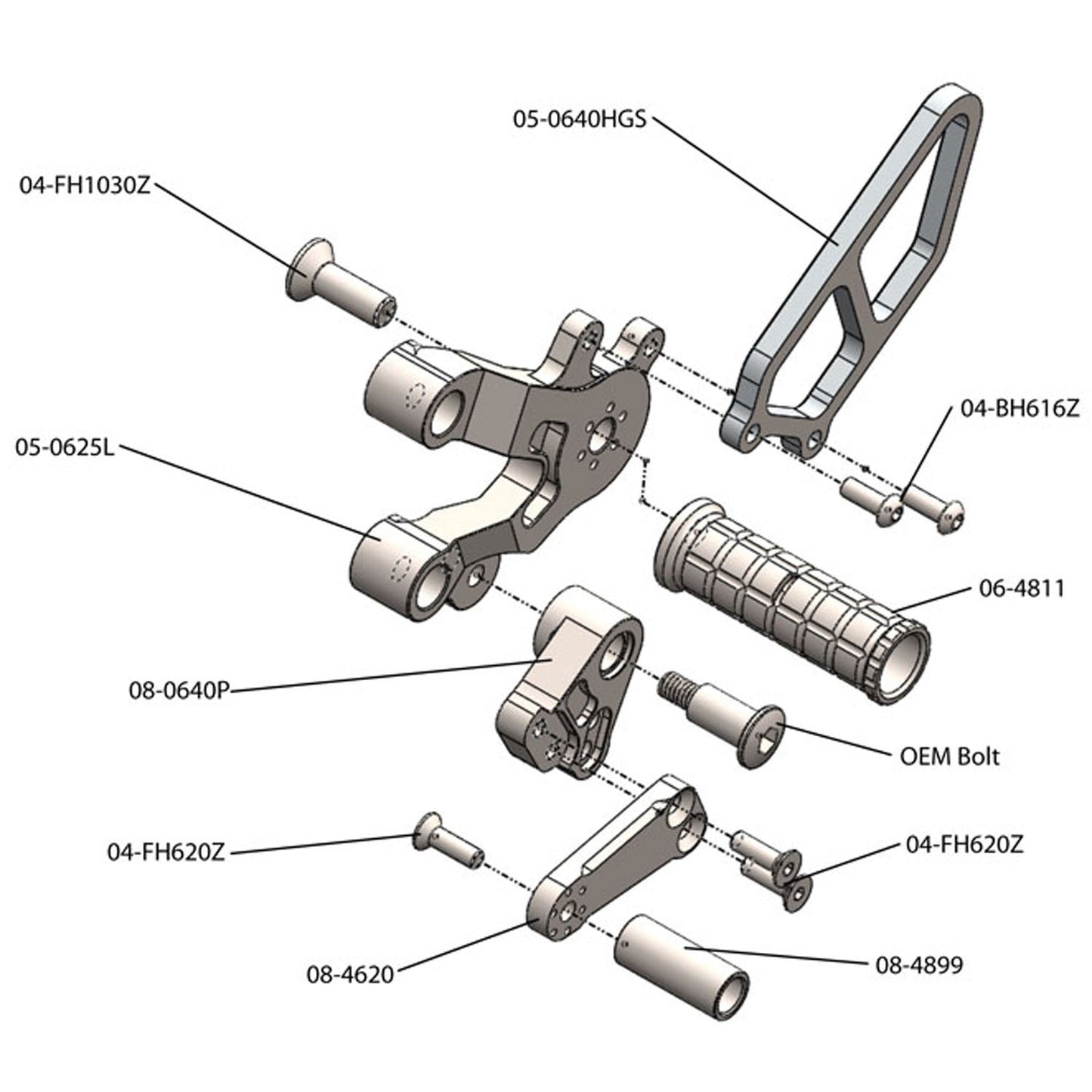 Woodcraft - 05-0625 Ducati 749 2003-06, 999 2003-06 Rearet w/Shift Pedal